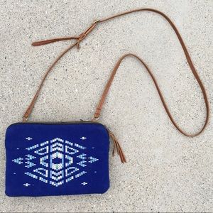Tribal Print Authentic Leather Crossbody Clutch